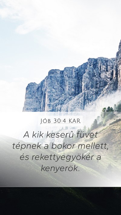 Jób 30:4 KAR Mobile Phone Wallpaper - A kik keserû füvet tépnek a bokor mellett, és - Mobile Bible Verse Wallpaper