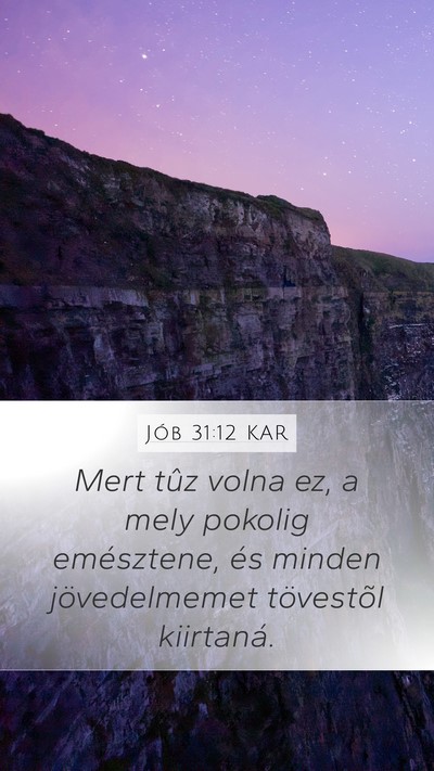 Jób 31:12 KAR Mobile Phone Wallpaper - Mert tûz volna ez, a mely pokolig emésztene, - Mobile Bible Verse Wallpaper