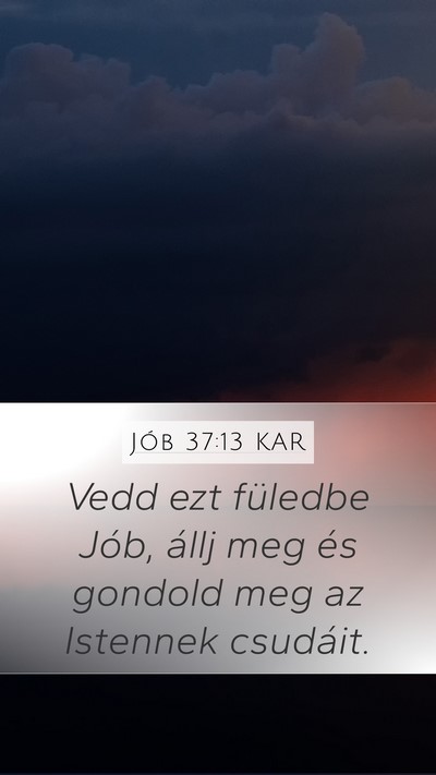 Jób 37:13 KAR Mobile Phone Wallpaper - Vedd ezt füledbe Jób, állj meg és gondold meg - Mobile Bible Verse Wallpaper