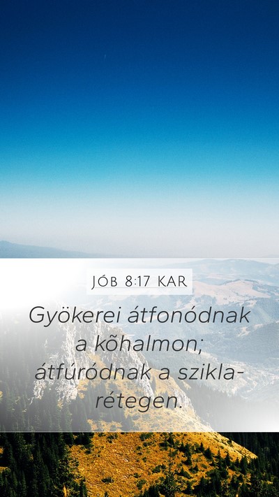 Jób 8:17 KAR Mobile Phone Wallpaper - Gyökerei átfonódnak a kõhalmon; átfúródnak - Mobile Bible Verse Wallpaper