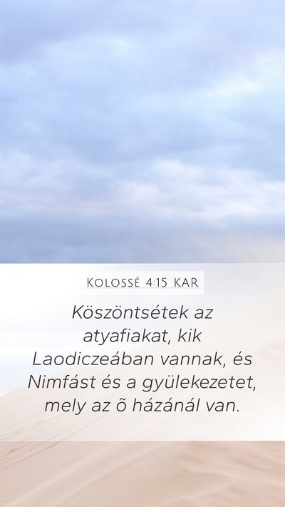 Kolossé 4:15 KAR Bible Verse Image
