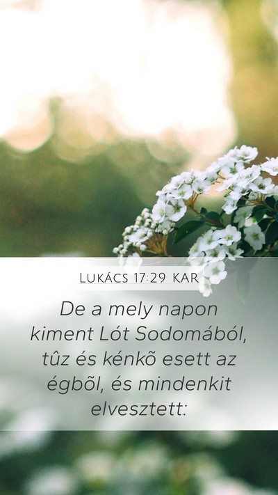 Lukács 17:29 KAR Mobile Phone Wallpaper - De a mely napon kiment Lót Sodomából, tûz és - Mobile Bible Verse Wallpaper