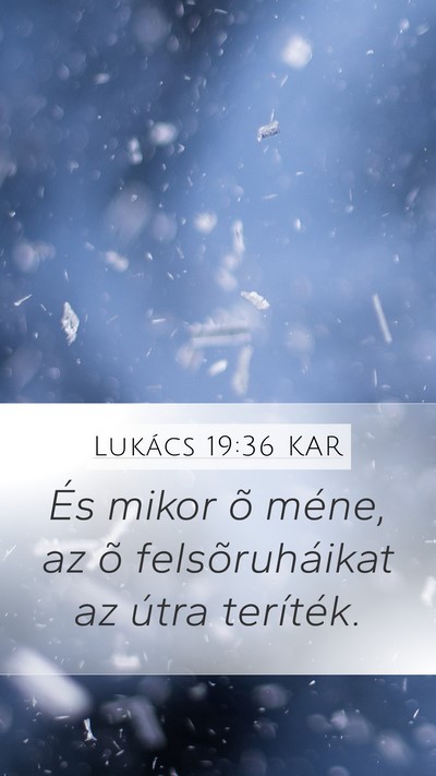 Lukács 19:36 KAR Mobile Phone Wallpaper - És mikor õ méne, az õ felsõruháikat az - Mobile Bible Verse Wallpaper