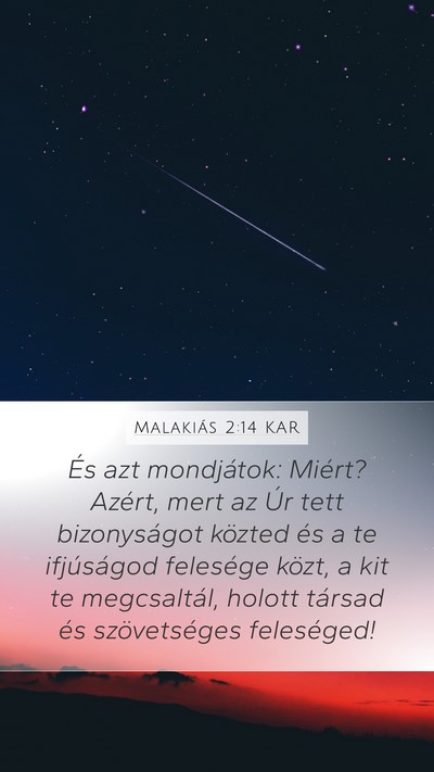 Malakiás 2:14 KAR Bible Verse Image