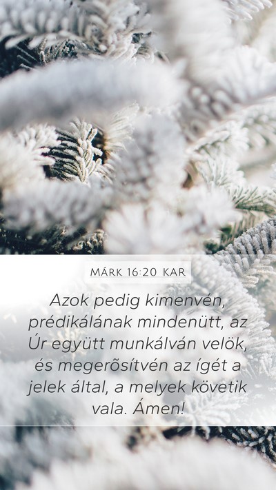 Márk 16:20 KAR Mobile Phone Wallpaper - Azok pedig kimenvén, prédikálának mindenütt, - Mobile Bible Verse Wallpaper
