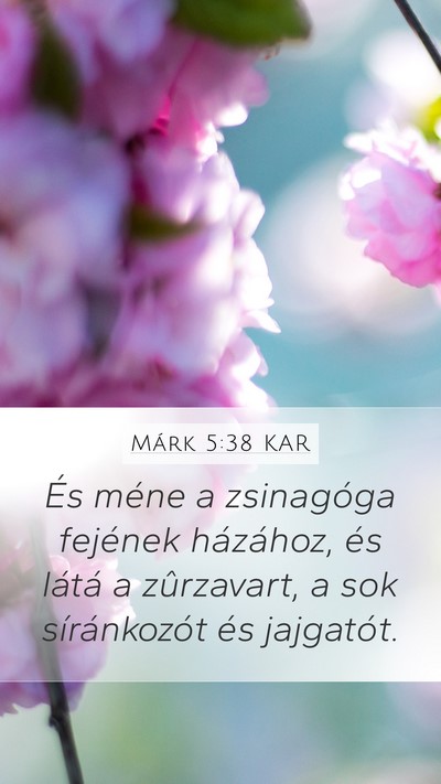 Márk 5:38 KAR Mobile Phone Wallpaper - És méne a zsinagóga fejének házához, és - Mobile Bible Verse Wallpaper