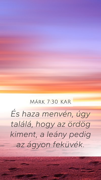 Márk 7:30 KAR Bible Verse Image