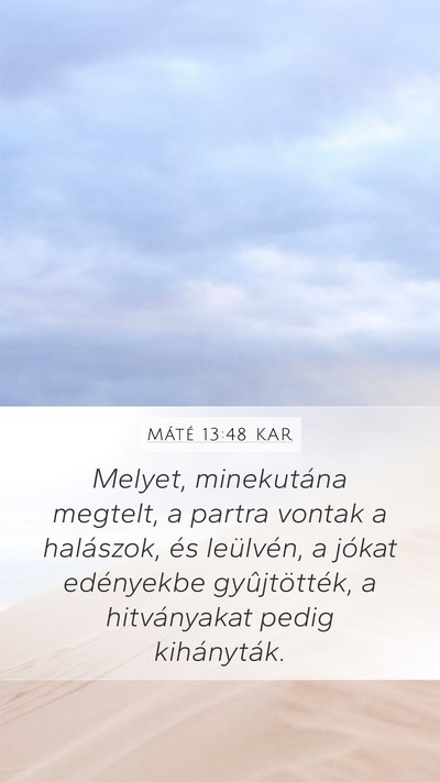Máté 13:48 KAR Mobile Phone Wallpaper - Melyet, minekutána megtelt, a partra vontak a - Mobile Bible Verse Wallpaper