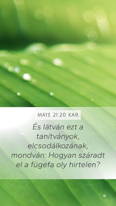 Máté 21:20 KAR Mobile Phone Wallpaper - És látván ezt a tanítványok, - Mobile Bible Verse Wallpaper
