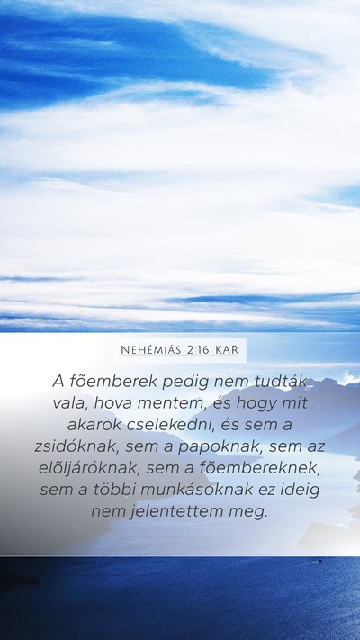 Nehémiás 2:16 KAR Mobile Phone Wallpaper - A fõemberek pedig nem tudták vala, hova mentem, - Mobile Bible Verse Wallpaper