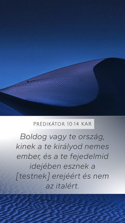 Prédikátor 10:14 KAR Bible Verse Image