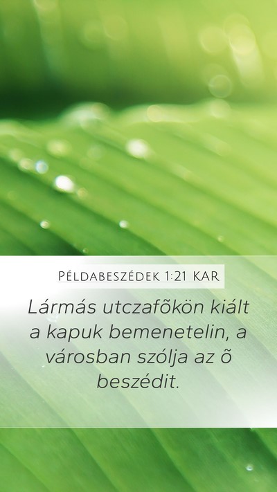 Példabeszédek 1:21 KAR Mobile Phone Wallpaper - Lármás utczafõkön kiált a kapuk bemenetelin, - Mobile Bible Verse Wallpaper