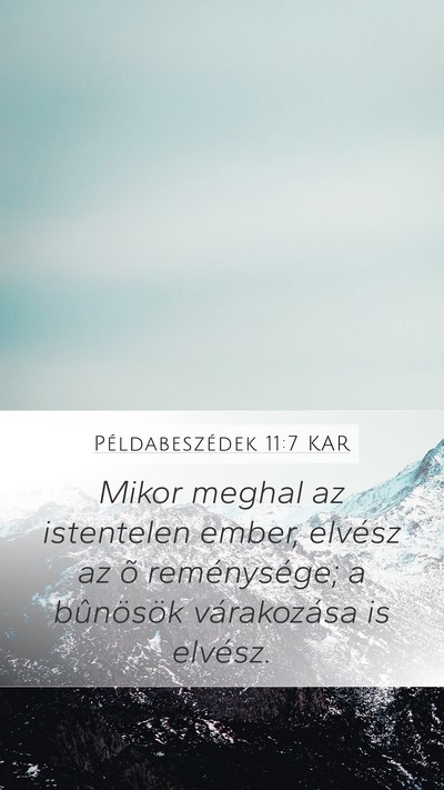 Példabeszédek 11:7 KAR Bible Verse Image