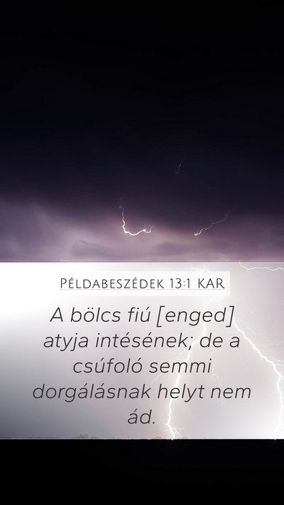 Példabeszédek 13:1 KAR Bible Verse Image