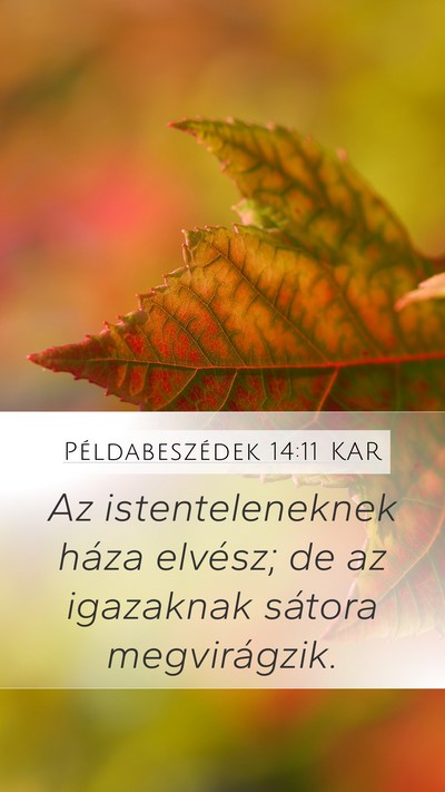 Példabeszédek 14:11 KAR Mobile Phone Wallpaper - Az istenteleneknek háza elvész; de az igazaknak - Mobile Bible Verse Wallpaper