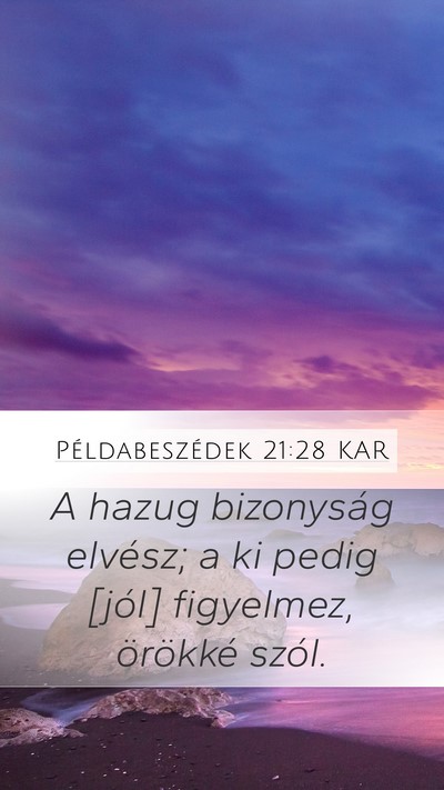 Példabeszédek 21:28 KAR Bible Verse Image