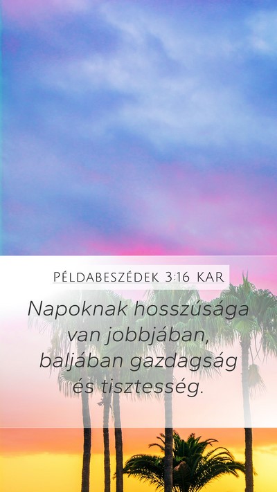 Példabeszédek 3:16 KAR Bible Verse Image