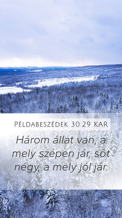 Példabeszédek 30:29 KAR Bible Verse Image