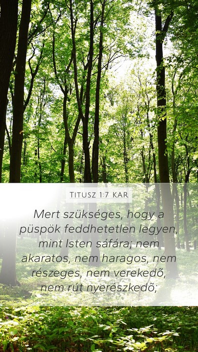 Titusz 1:7 KAR Bible Verse Image