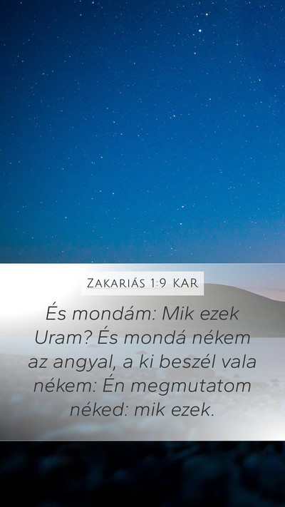 Zakariás 1:9 KAR Bible Verse Image
