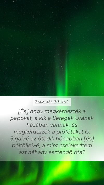 Zakariás 7:3 KAR Bible Verse Image