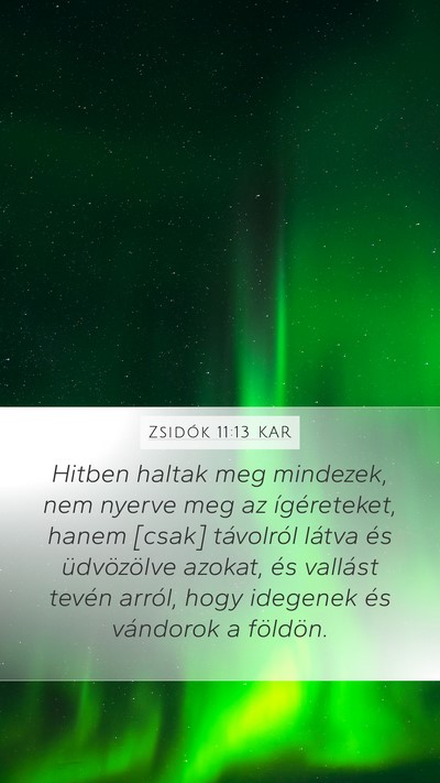 Zsidók 11:13 KAR Bible Verse Image