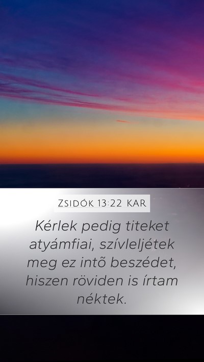 Zsidók 13:22 KAR Bible Verse Image