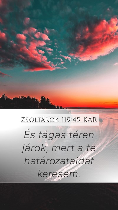 Zsoltárok 119:45 KAR Mobile Phone Wallpaper - És tágas téren járok, mert a te - Mobile Bible Verse Wallpaper