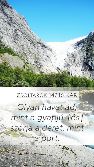 Zsoltárok 147:16 KAR Mobile Phone Wallpaper - Olyan havat ád, mint a gyapjú, [és] szórja a - Mobile Bible Verse Wallpaper