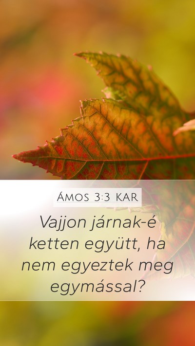 Ámos 3:3 KAR Mobile Phone Wallpaper - Vajjon járnak-é ketten együtt, ha nem egyeztek - Mobile Bible Verse Wallpaper